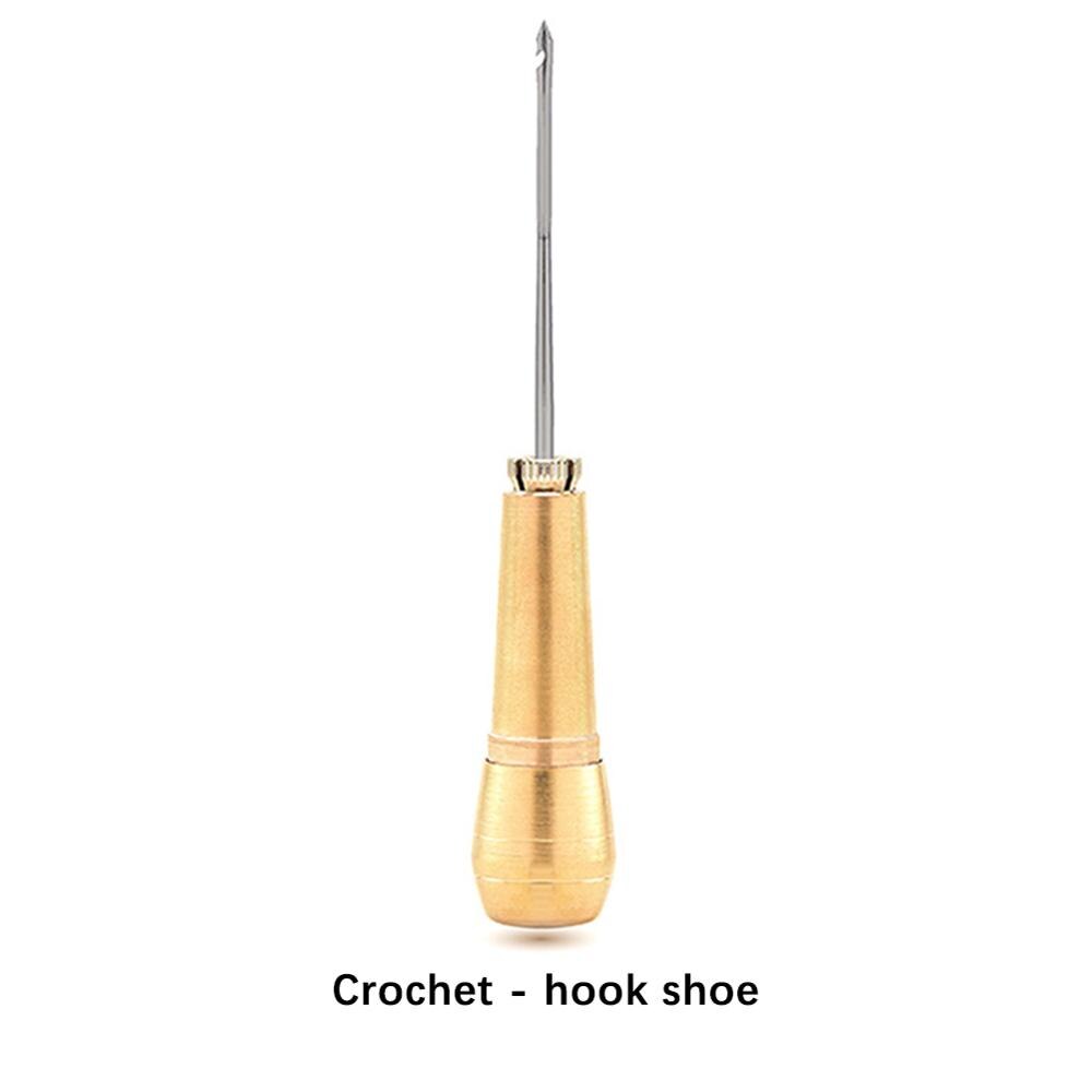 1pcs Canvas Leather Sewing Awl Needle Hand Stitch Copper Handle Awl DIY handcraft for Shoe Handmade Leather Repair Sewing Tools: Crochet