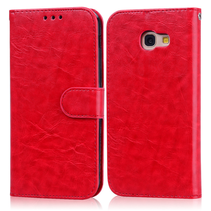 Voor Samsung Galaxy A7 Case Galaxy A7 Cover Luxe Leather Flip Case Voor Samsung Galaxy A7 SM-A720F/Ds Telefoon Case: Red