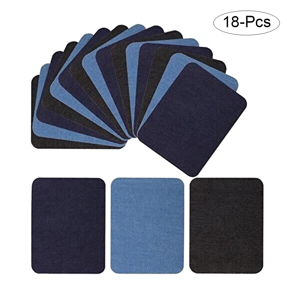 Ijzer-Patches 18 Stuks 3 Kleuren Denim Katoen Patches Ijzer Reparatie Kit, Ijzer-Patches, decoratie Voor Jeans Kleding Ydhs: Default Title