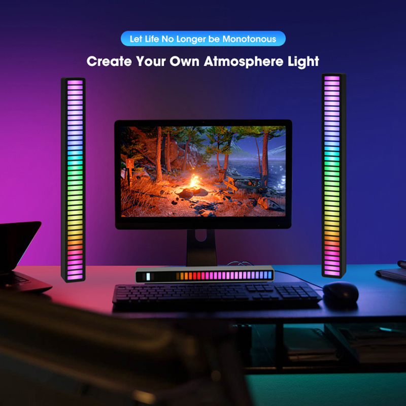 Rgb Sound Control Led Light Control Pickup Voice Activated Ritme Lichten Kleur Ambient 32 Bit Muziek Indicator Auto Desktop