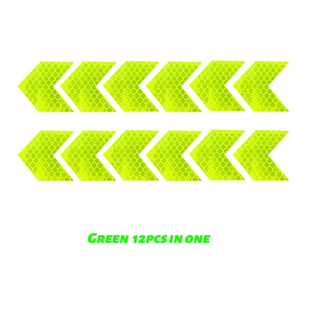 12Pcs Bike Reflecterende Stickers Fiets Spatbord Sticker Auto Motorfiets Fluorescerende Waarschuwing Decor Fietsen Lichtgevende Protector: Green 12pcs in one