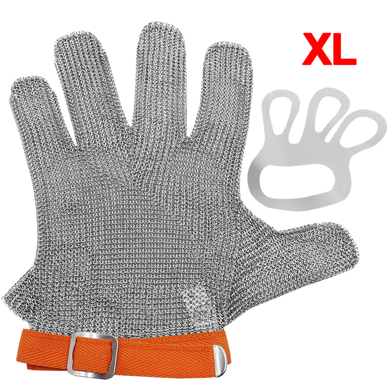 Guantes de malla metálica de acero inoxidable, anticorte, a prueba de cuchillos, resistentes a las puñaladas, para carpintería, carnicero y sastre: xL