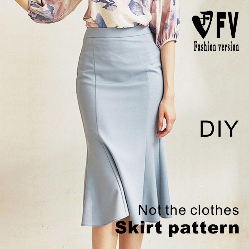 Pattern making women's fishtail half skirt bag hip skirt sewing drawings 1:1 physical clothing pattern BBQ-50