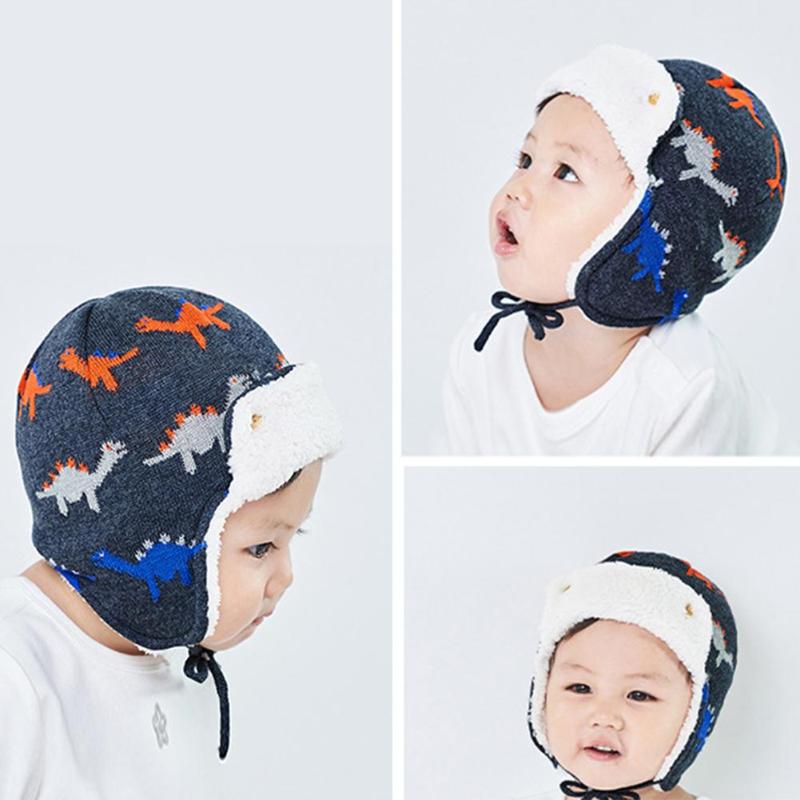 Kinderen jongen meisje winter warme fleece muts kinderen katoenen gebreide bedrukte mutsen