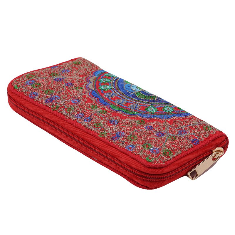 Geborduurd Etnische Nationale Retro Vlinder Bloem Tassen Handtas Vrouwen Portemonnee Lady Clutch Wallet Tassel Portemonnees Houders: red