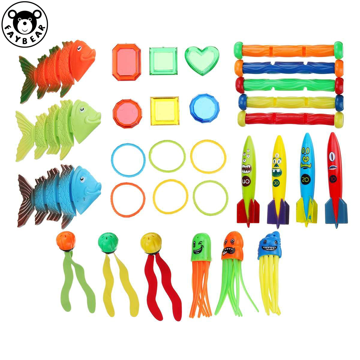 Summer Playing Swimming Pool Toys Underwater Throwing Diving Fish Sticks Beach Toy Water Sports Game Toy For Children Rings