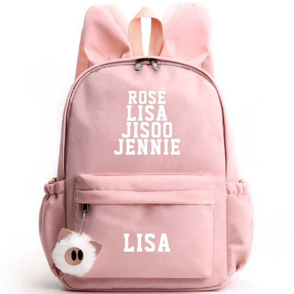 BLACKPINKs Schoolbag Backpack with Rabbit Ear BLINK Shoulder Bag JISOO JENNIE LISA ROSÉ Backpack HOW YOU LIKE THAT Travel Bag: 06