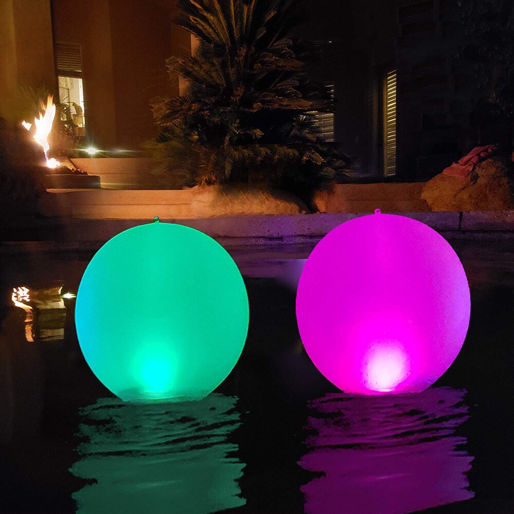 Inflatable Ball Solar LED Light Ball Cordless Night Lights with Remote Control Rechargeable Pool Floating
