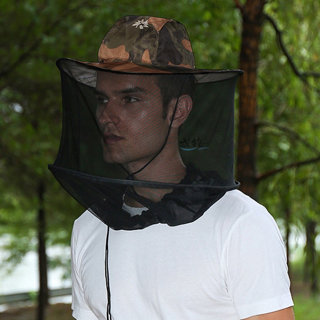Fiskemeshætte justerbar fiskenet hat anti myggemeshætte ansigtsbeskytter slørhætte til fiskerne jægere campister