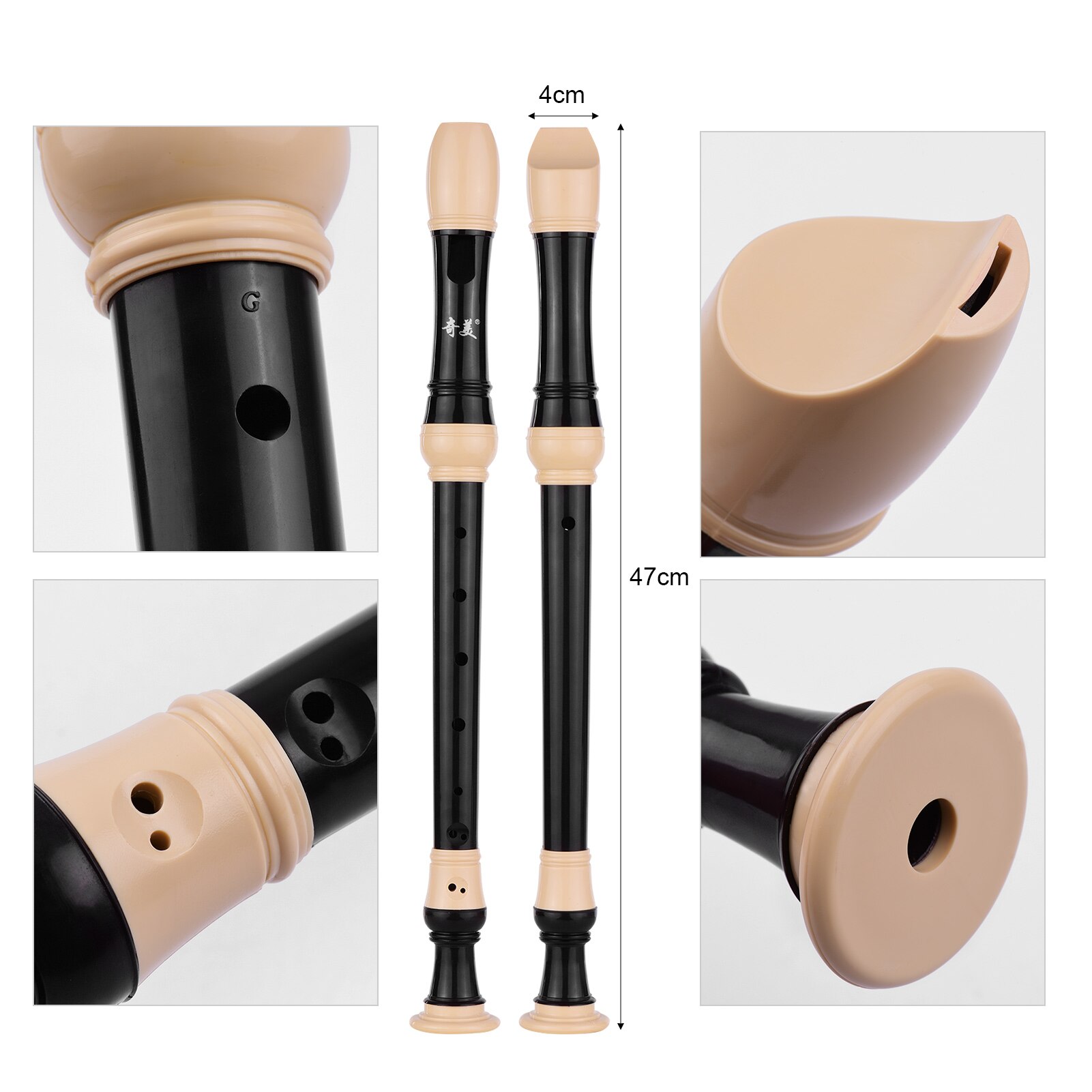 QM8A-23G 8-Loch Alto Descant Recorder Deutsch Stil Wind Instrument mit Reinigung Stange Finger Rest Strap PU Lagerung Tasche