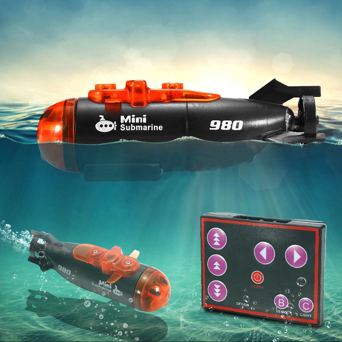 Mini Micro-Radio Remote Control RC Submarine Ship Boat With Led Light Toy