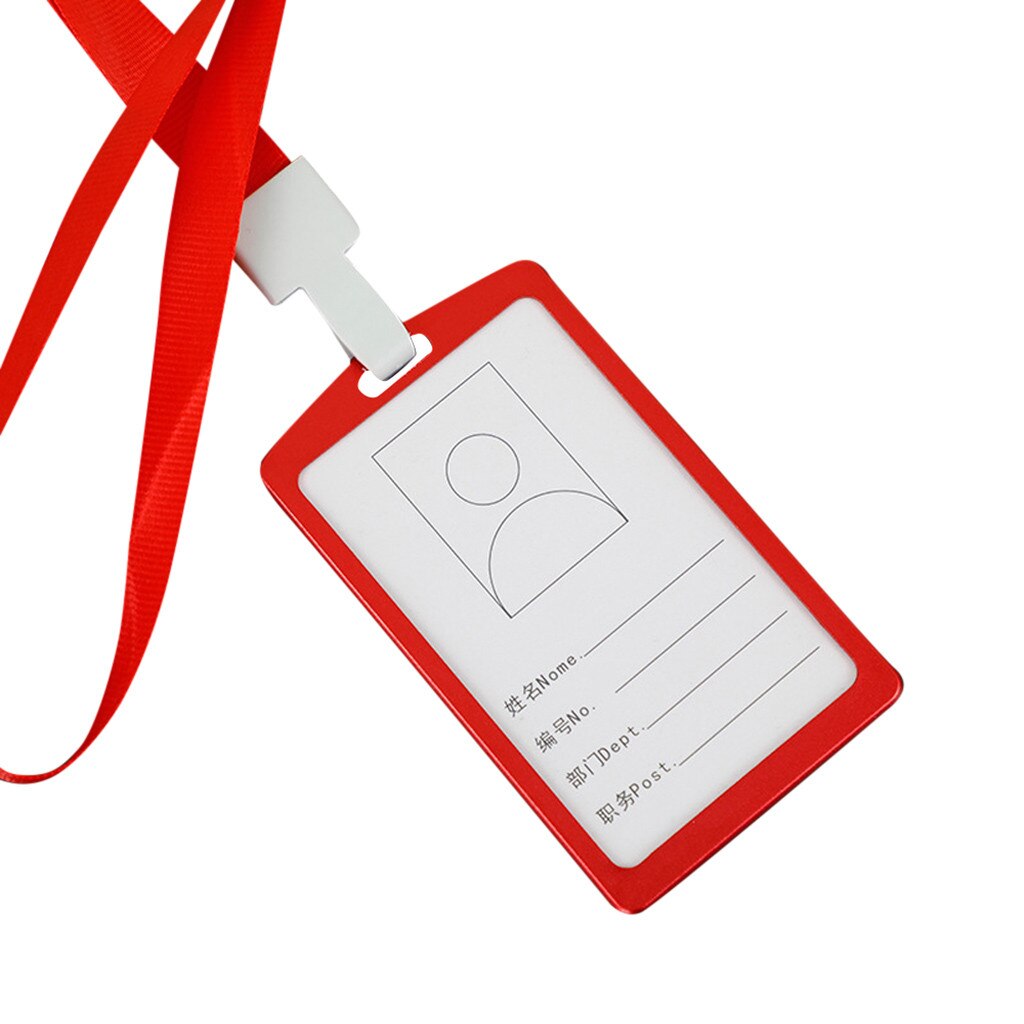 Aluminum Vertical Id Card Badge Holder Business Work Bus Card Case Cover Lanyard Office Tools Employee Information Card#p30