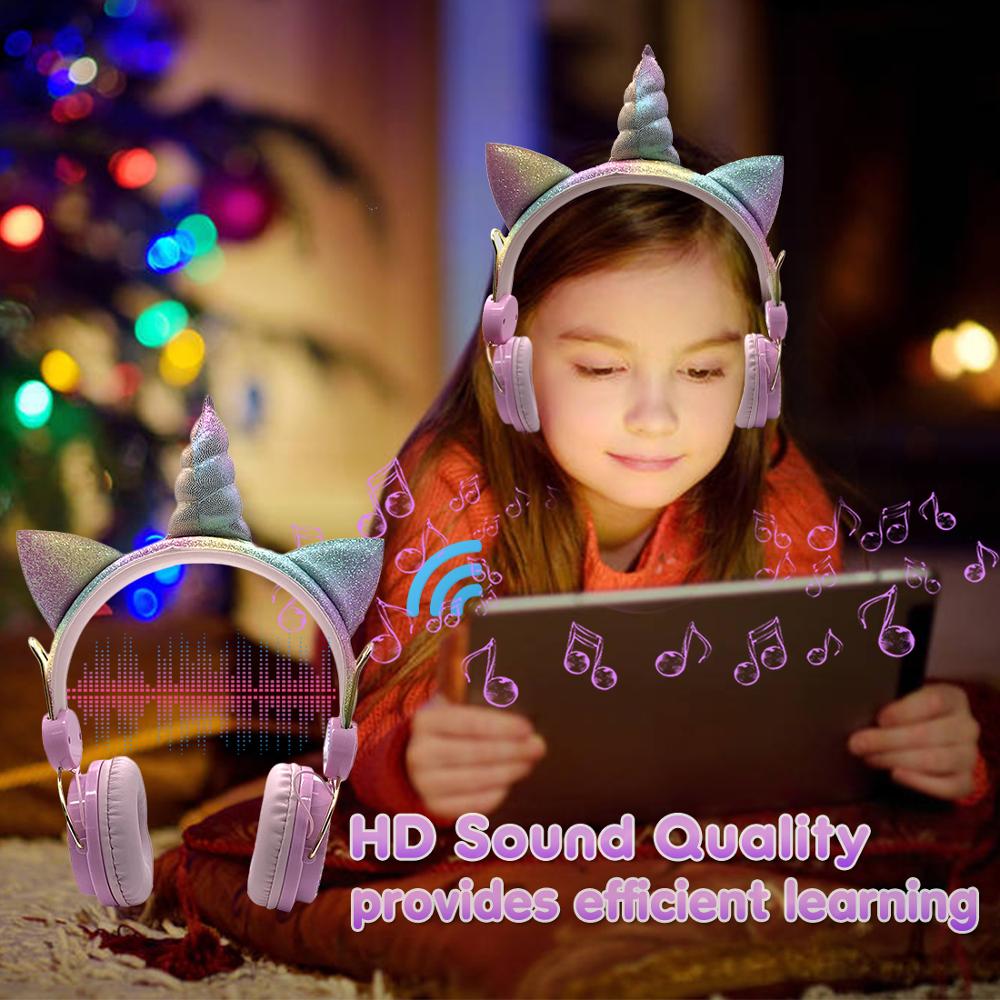 Verbeterde Unicorns Bluetooth Hoofdtelefoon Opvouwbaar Muziek Stereo Oortelefoon Met Microfoon Voor Handsfree Online Onderwijs