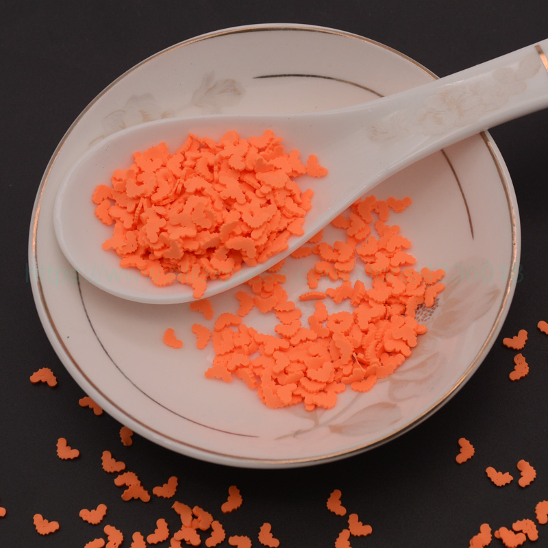65g Multi Color forma de murciélago arcilla polimérica rebanadas rociadores para la decoración del teléfono, libro de recortes Shaker Card DIY Slimes relleno de relleno: 2. orange bat