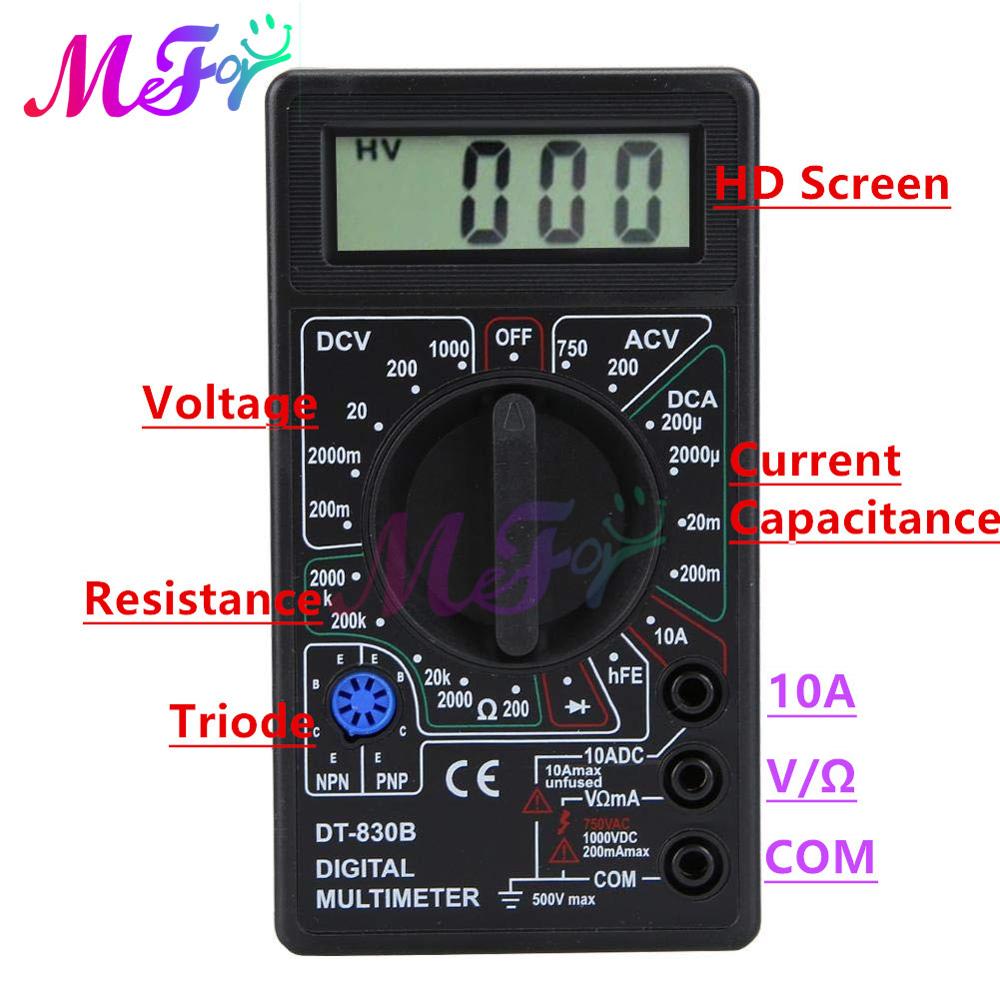 DT830B Lcd-scherm Mini Digitale Multimeter Voltmeter Amperemeter Volt Amp Ohm Meter DC10V ~ 1000V 10A Ac 750V tester Test Thuis Tool