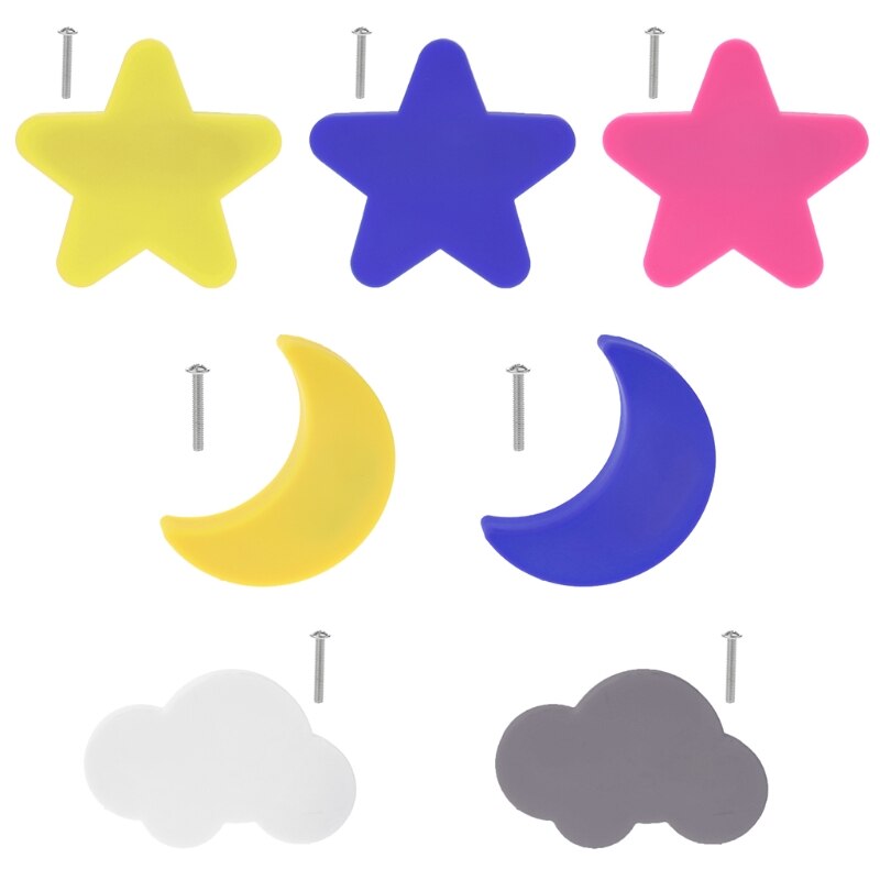 Tirador anticolisión para puerta de armario para niños, tiradores creativos para muebles con forma de luna y estrella de dibujos animados