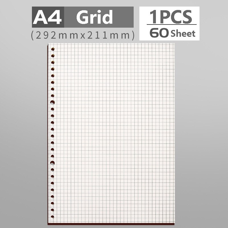 A4/A5/B5 Loose Leaf Binder Notebook Refillable Paper Journal Diary Agenda 2022 Planner Notepad Office School Supplies Stationery: A4 Grid