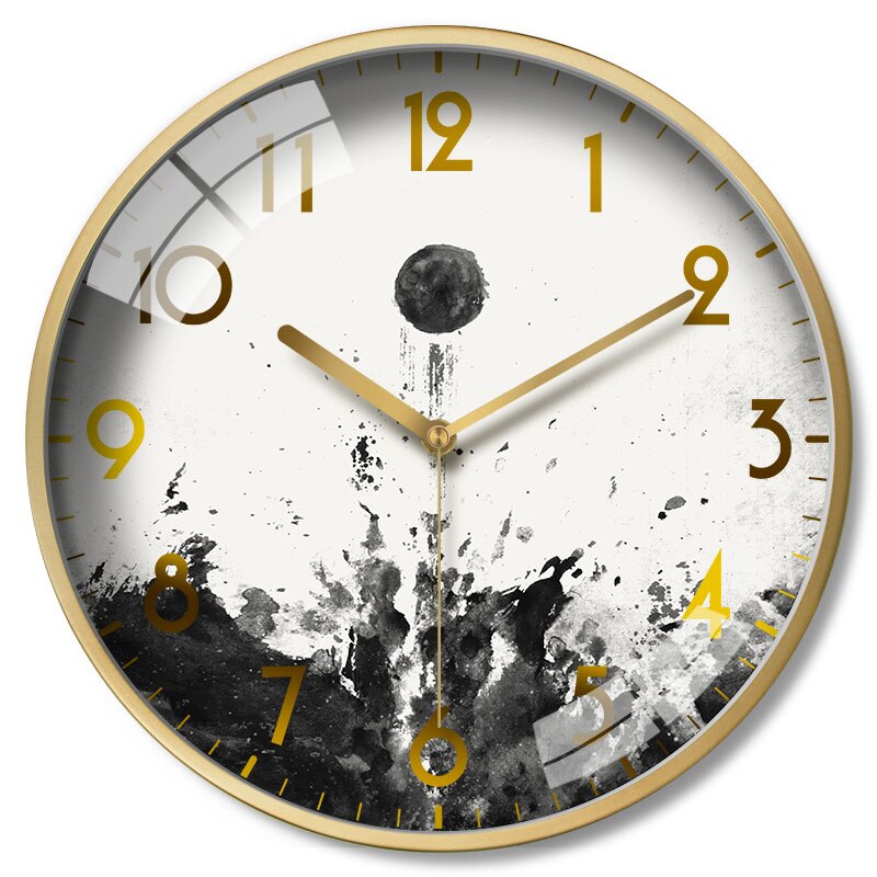 Slaapkamer Mute Circulaire Persoonlijkheid Horloge Licht Luxe Opknoping Horloge Inkt Schilderij Set Klok Chinese Stijl Modern Timer: TJ048