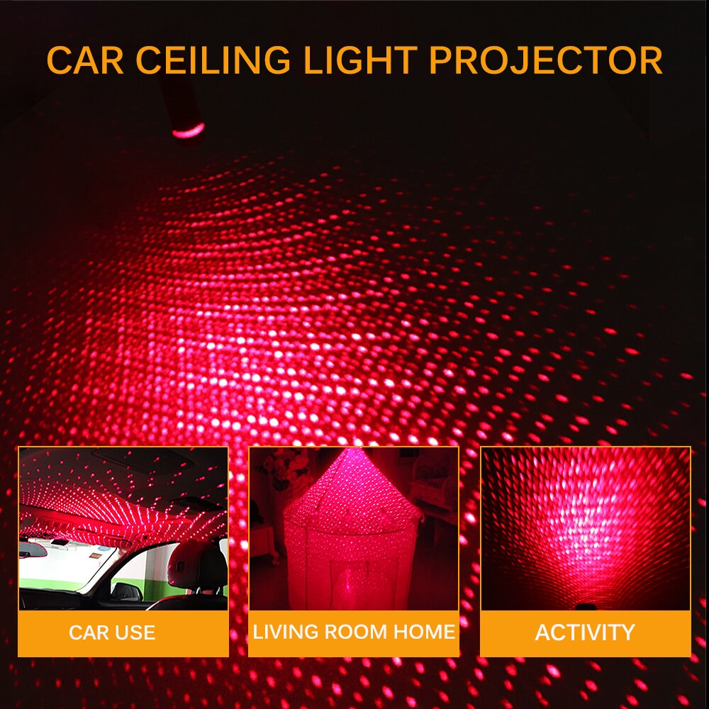 Mini led bil tag stjerne nat lys usb dekorativ lampe projektor justerbar atmosfære hjem loft dekoration lys