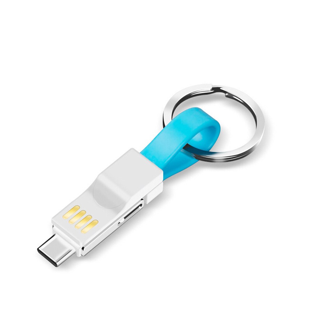 3 w 1 magnetyczny breloczek mikro USB rodzaj-c kabel robić ładowania danych dla iphone'a z systemem android: Niebieski