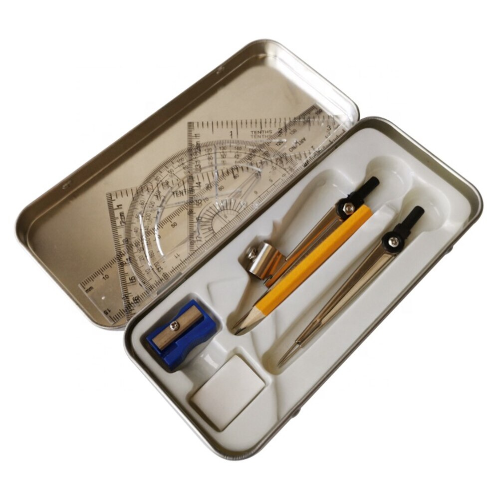 Metal Box Stationary Math Set Kit