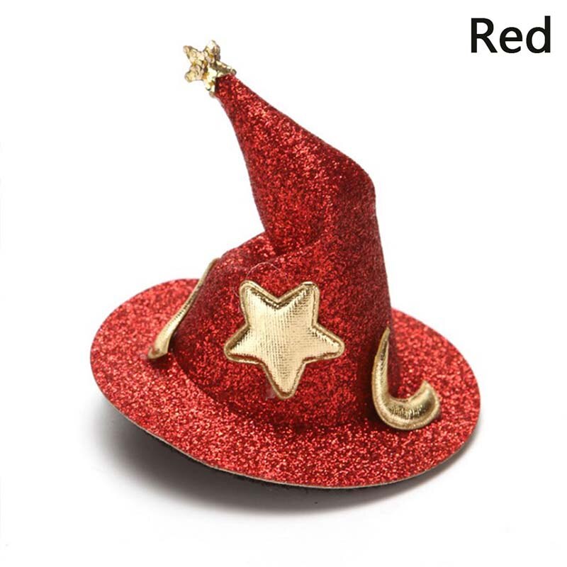 Børn glitter halloween hårnål mini heks hat fest hovedbeklædning cosplay rekvisitter: Rød