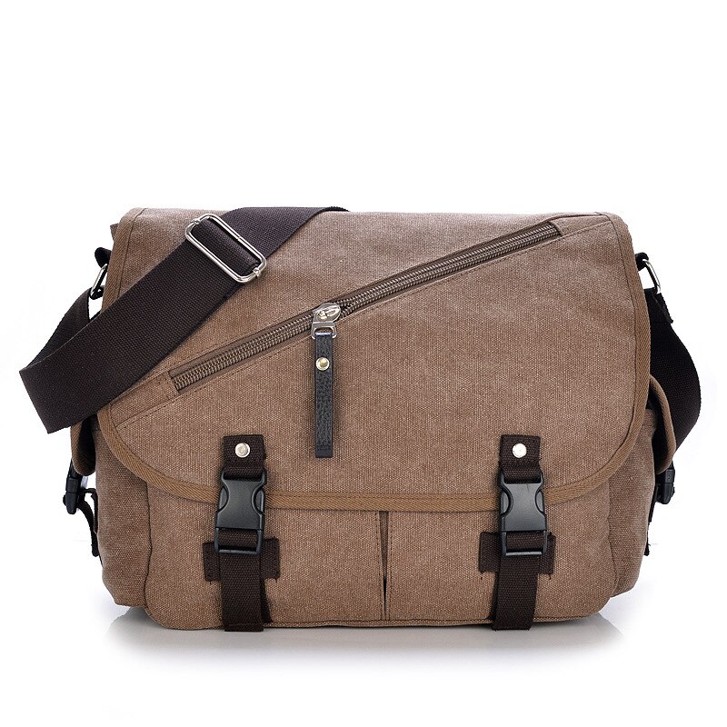 Canvas Tas Mannen Grote Capaciteit Messenger Bag Mannen Mode Een Schouder Differentieel Zak: Brown