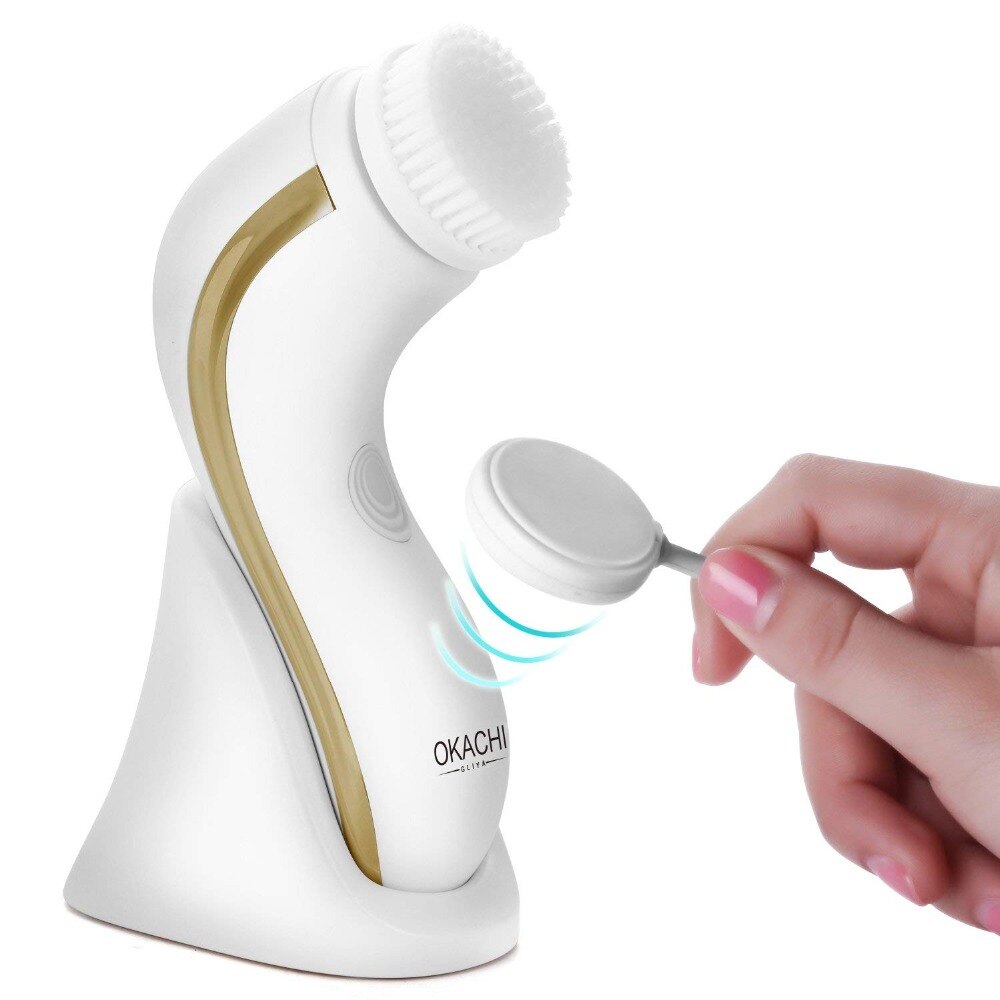 OKACHI GLIYA-cepillo eléctrico de limpieza Facial, limpiador de poros profundo, herramienta de belleza, resistente al agua, recargable por USB, dorado: Default Title