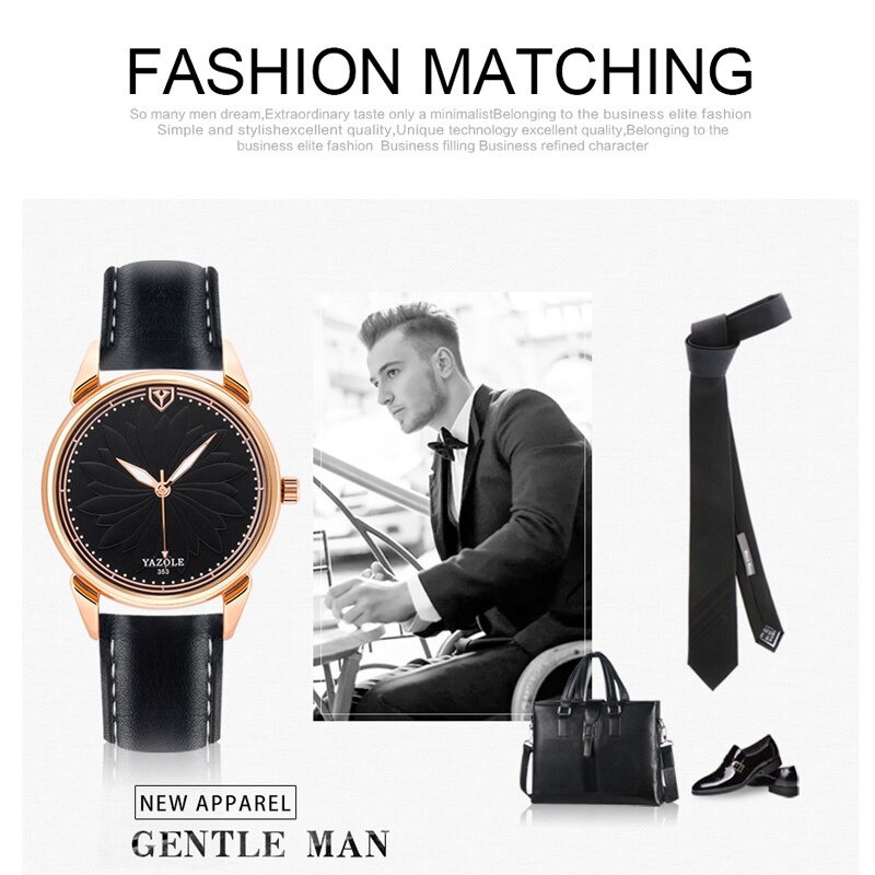 Relogio masculino yazole quartz horloge heren topmerk luxe roségouden herenhorloges sportklok heren polshorloge relojes