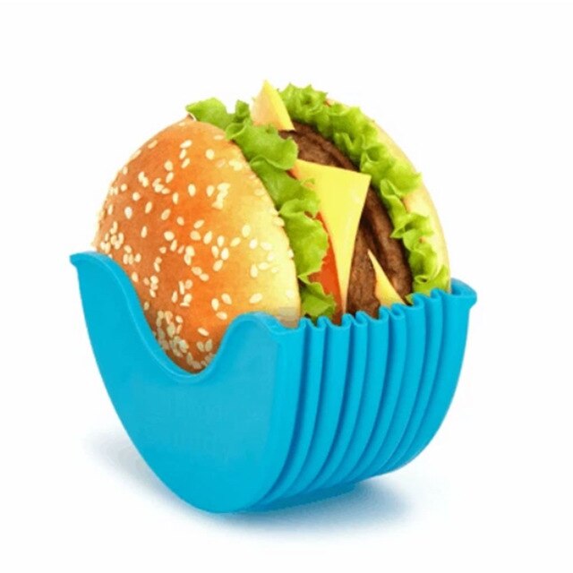 Burger Buddy Clip Box Stretchable Kitchen Organizer Hamburger Fixed Box Donuts Storage Case Burger Rack Holder Gadgets Container: Blue