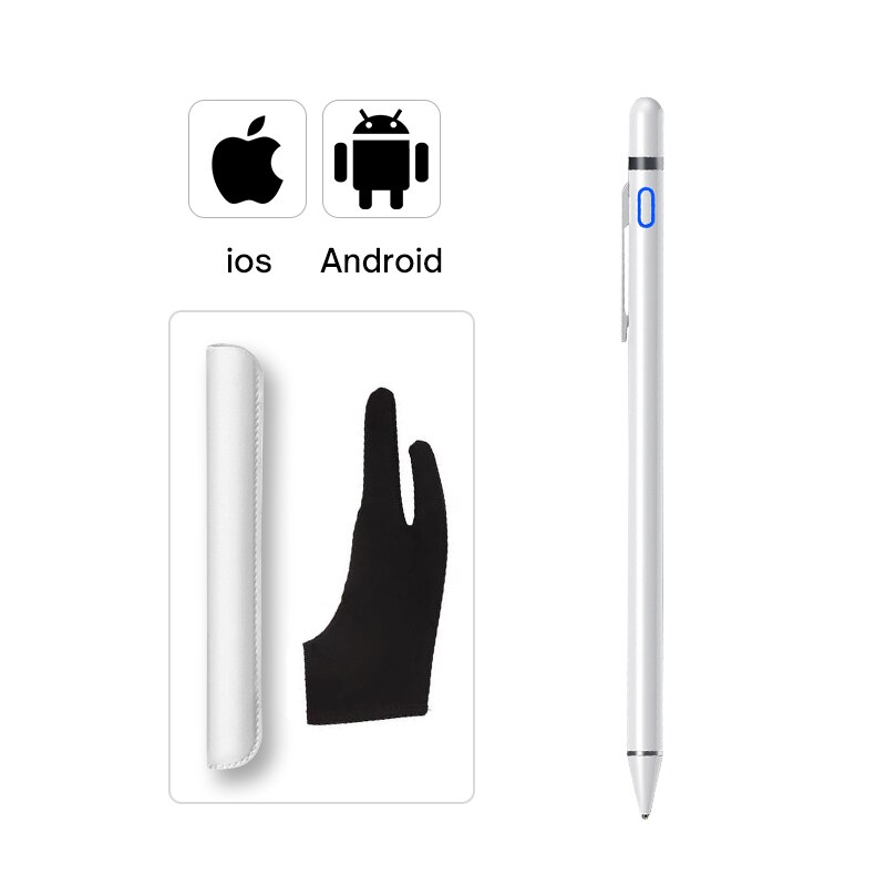 Lápiz Stylus para Apple, lápiz táctil para teléfono, iPad Pro, Samsung, Huawei, Xiaomi, tableta móvil, IOS y Android: White clip gift
