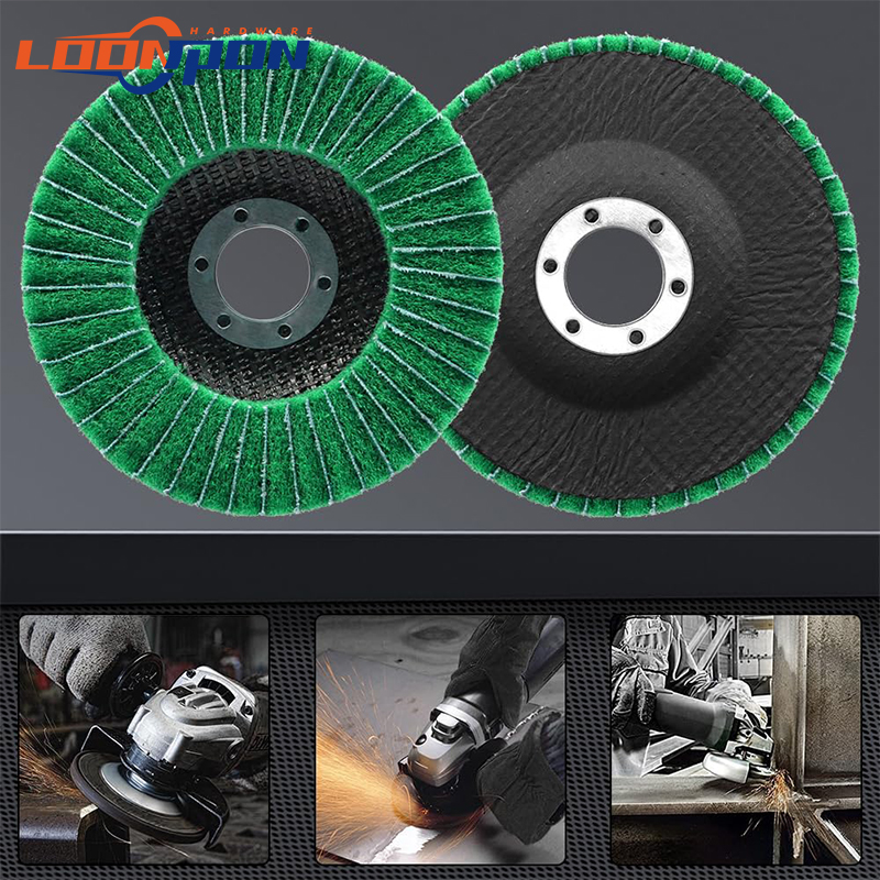 Loonpon 4.5 "115mm Nylon Fiber Flap Polijstschijf Schuursponsje Schurende Buffing Slijpschijf voor Haakse Slijper Metalen oppervlak