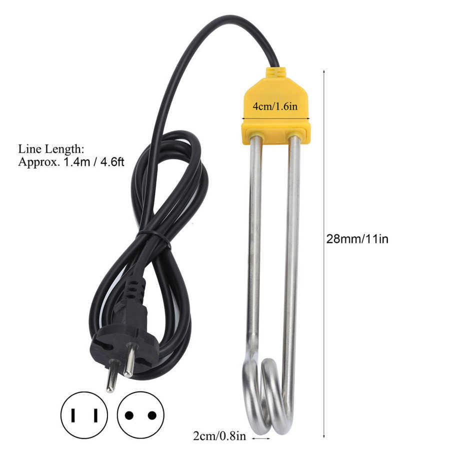 1000W Stainless Steel Portable Immersion Water Heater for Heating Coffee Tea Drinking 1.4m