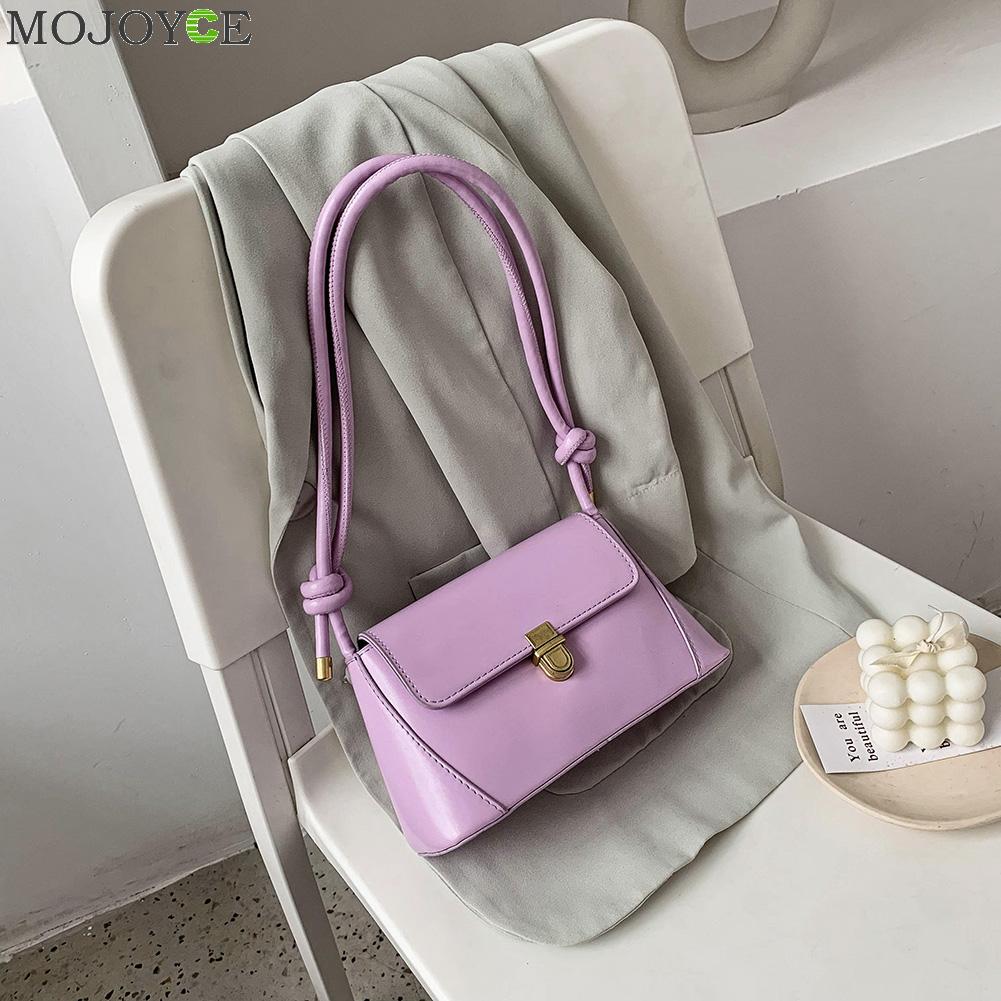 Kvinnor axelväskor pu läder enfärgad slips messenger tote handväska för utomhus shopping resor ornament