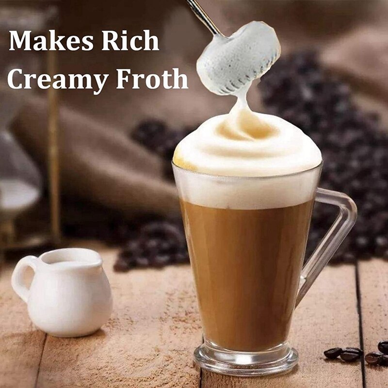 Melkopschuimer Voor Koffie, Lattes, Garde Drink Mixer Batterij Operated Roestvrij Schuim Maker Handheld Eletric Frothers