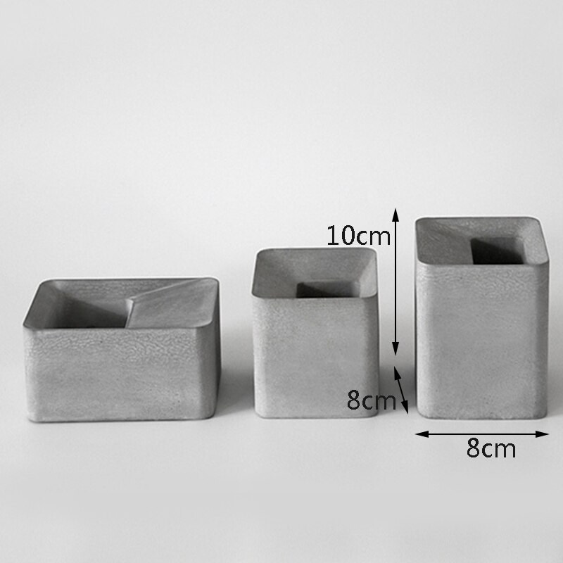 Molde rectangular grande de cemento para maceta de silicona, jarrón para el hogar, decoración de plantas suculentas, maceta de hormigón, moldes de jarrón de lápiz: 8x8x10cm