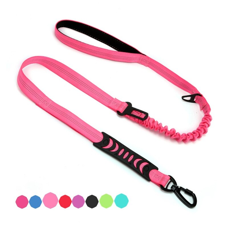 Leiband Voor Hond Elastische Hondenriem Reflecterende Hond Autogordel Hond Riemen Voor Grote Honden Outdoor Hond Auto Leash buffer: Roze