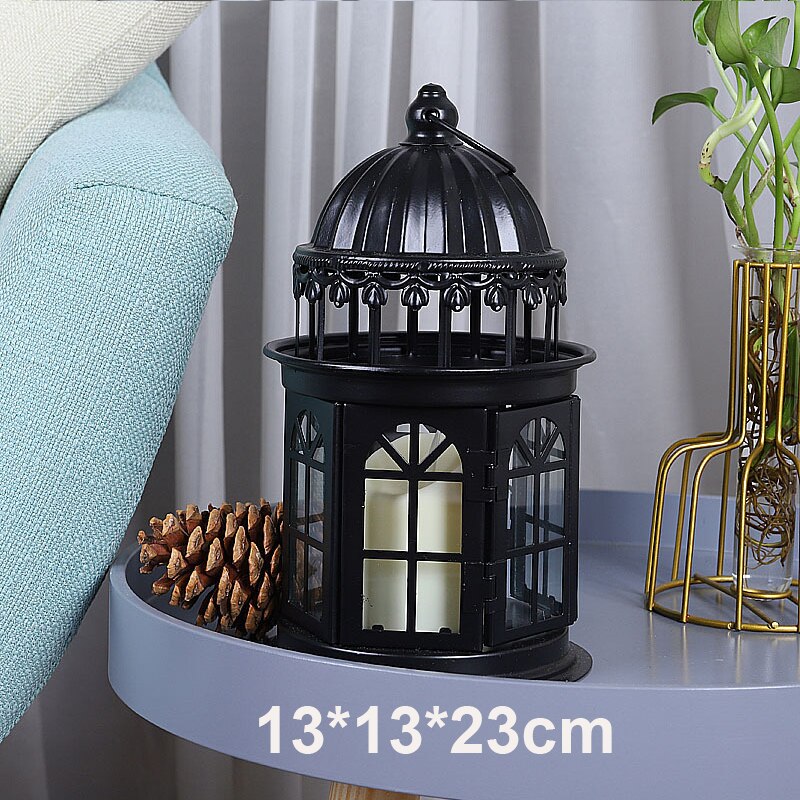 Smeedijzeren glazen retro kaarsenhouder tuin vloer buiten winddichte lamp grote draagbare lamp bruiloft lamp decoratie ornamenten: 2