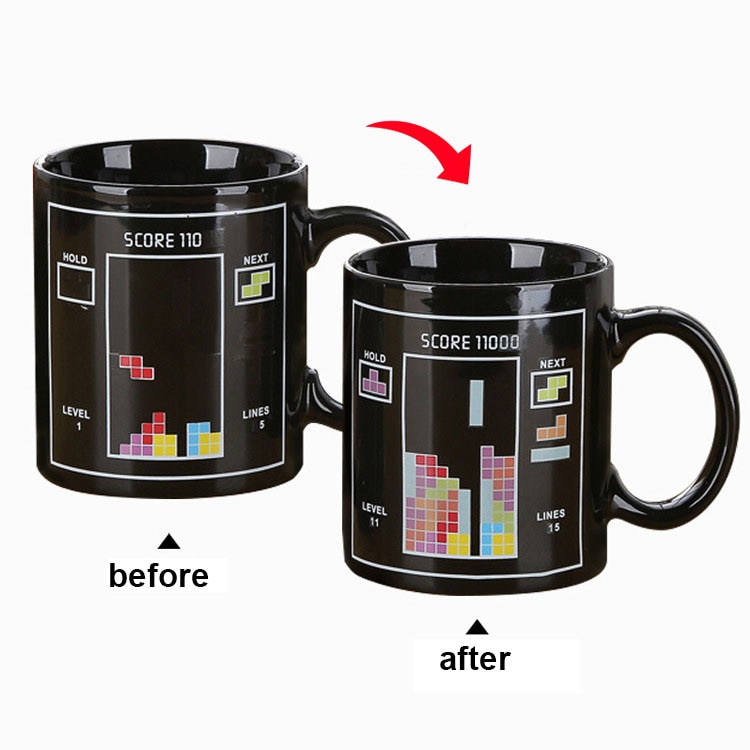 Creatieve Tetris Keramische Mok Magic Kleur Water Cup Fancy Persoonlijkheid Thermische Kleurverandering Cup Kantoor Melk Koffiekopje