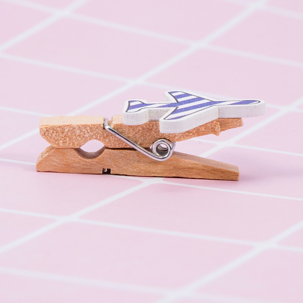 10 unids/pack de dibujos animados lindo avión Clips de madera foto manualidades de papel bricolaje Clips decorativo pinza suministros de oficina