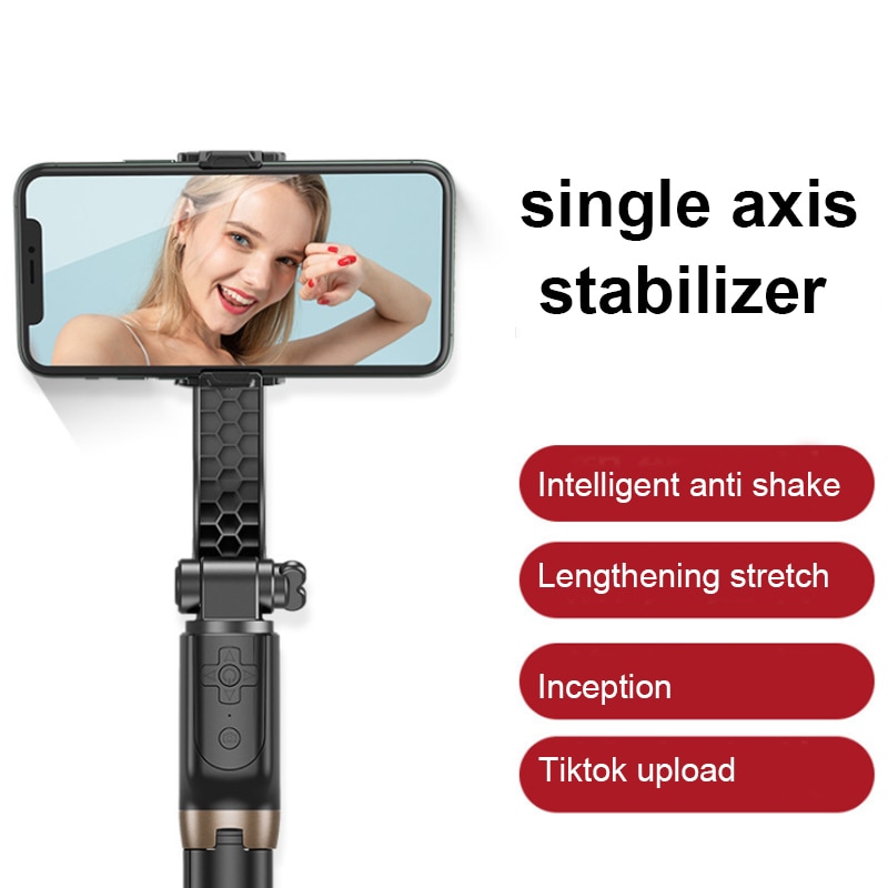 Single axis stabilizer R15 mobile phone self stick vlog video live anti shake aluminum tripod for xiaomi red note 9 for iphone12