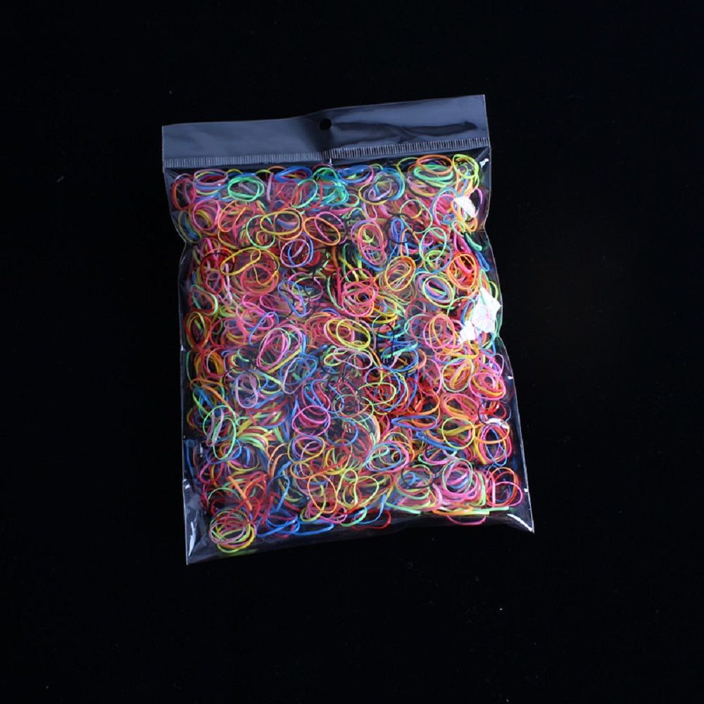 2000 st/påse hår gummisnöre gummiband transparent vit 1mm genomskinlig hästsvanshållare elastisk gummi hårrep flätningsverktyg: D