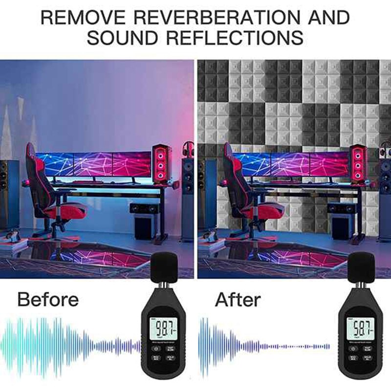 12 Pack Acoustic Foam Panels,Self-Adhesive Sound P... – Grandado