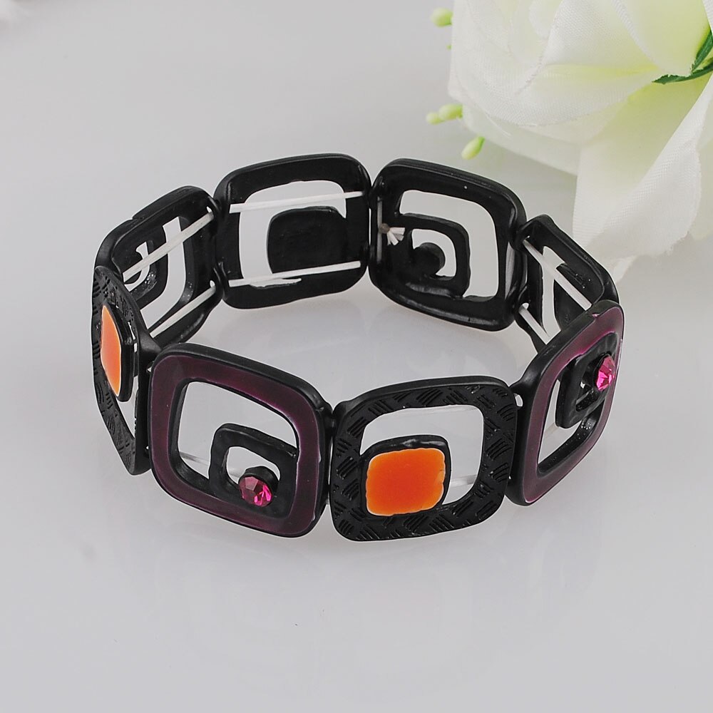Charm Black Drip Stretch Geometrische Vormen Armband