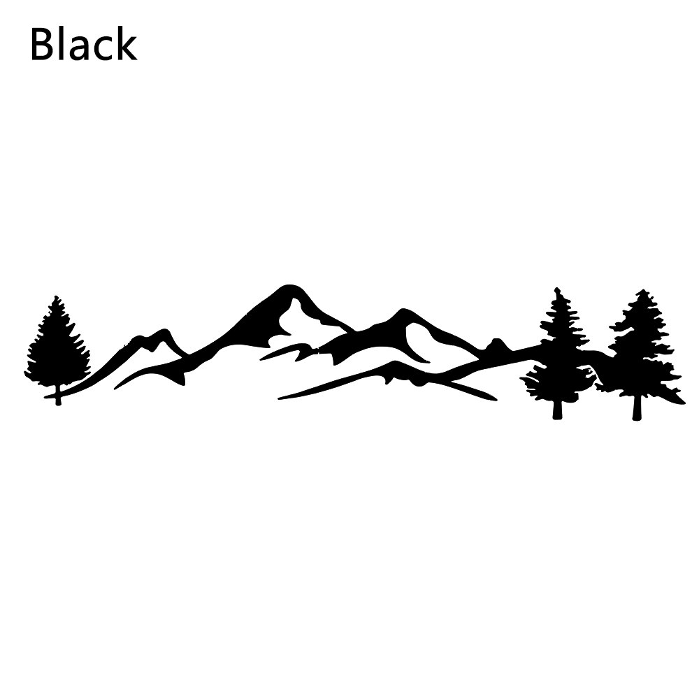 100cm Schwarz/Weiß Baum Berg Auto Decor PET Wald Aufkleber Auto Aufkleber Für SUV RV Camper Offroad Auto styling: schwarz