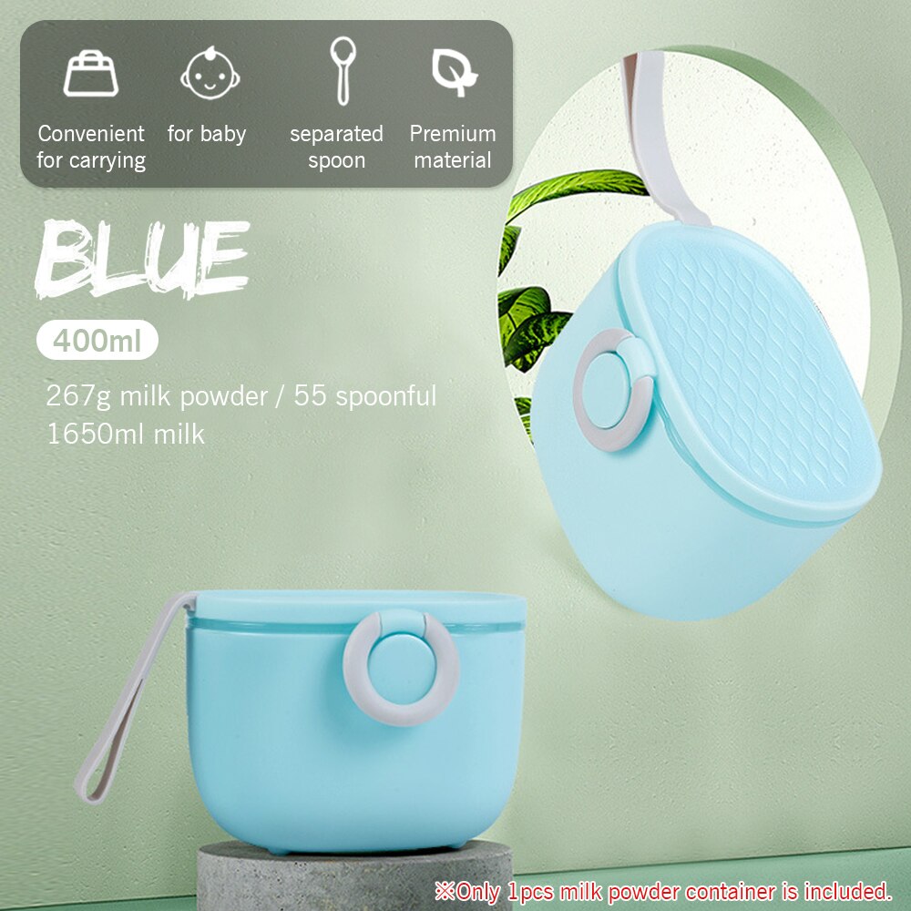 400/500ML Portable Baby Food Storage Box BPA Free Formula Dispenser Cartoon Infant Milk Powder Box Toddler Snacks Cup Container: blue 400ML