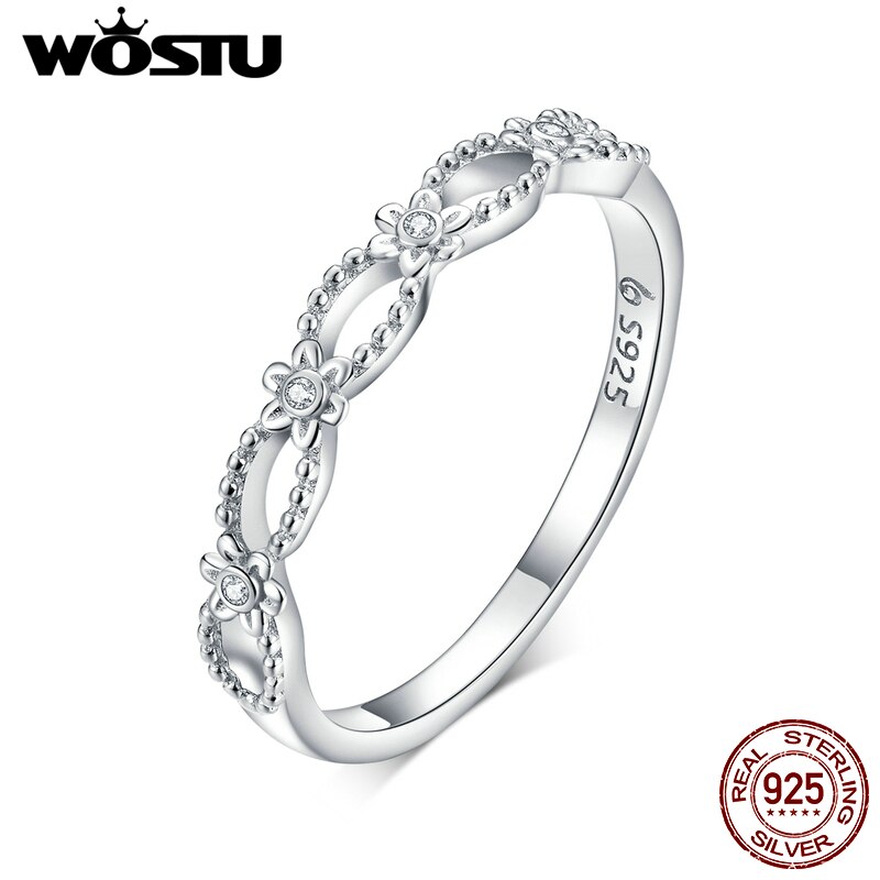 Anel de prata wostu authentic 925 prata esterlina filigrana feminino anéis de dedo para mulheres casamento noivado jóias anel anel anel anel anel anel anel anel anel