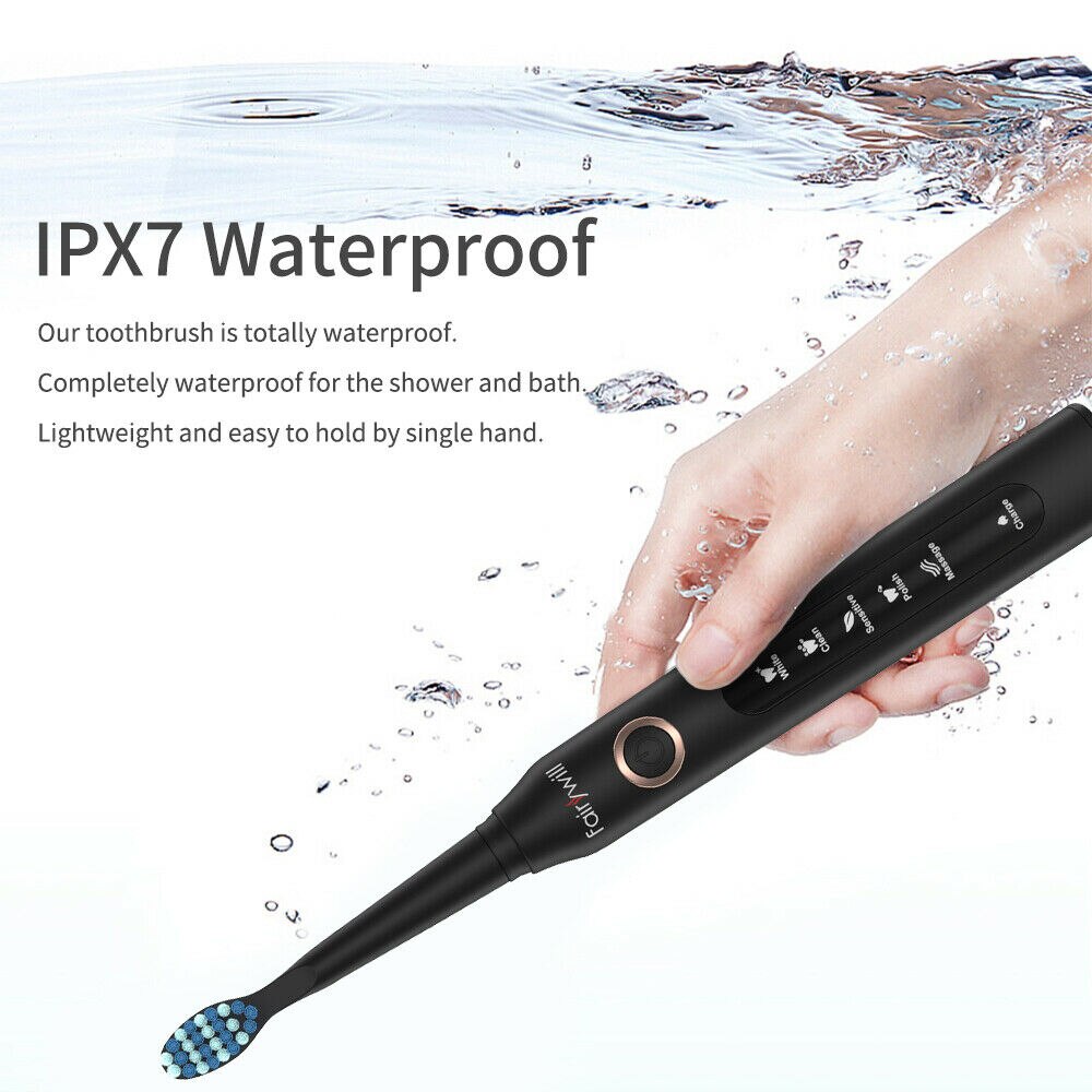 Fairywill Electric Toothbrush FW-507 USB Charger IPX7 Waterproof 5 Mode Sonic Electric Toothbrush Timer Brush with 8 Brush Heads
