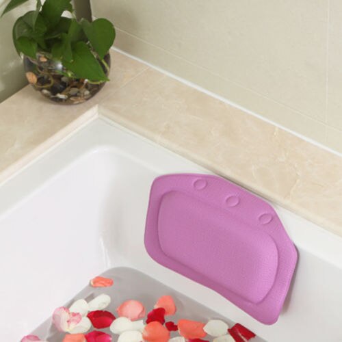 21x31cm cómoda almohada de baño espuma de PVC suave baño Spa baño almohadas de baño tazas de descanso del cuello de la cabeza almohadas de Color puro: Púrpura