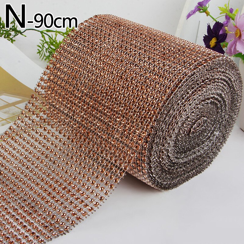 1 Roll 24 Rijen Goud Zilver Crystal Diamond Mesh Rhinestone Lint Voor Verjaardag Bruiloft Diy Decoratie Cake Wrap Crystal Tulle: N